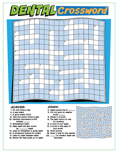 Dental Crossword Puzzle Activity Sheet - Pediatric Dentist in Fargo, ND